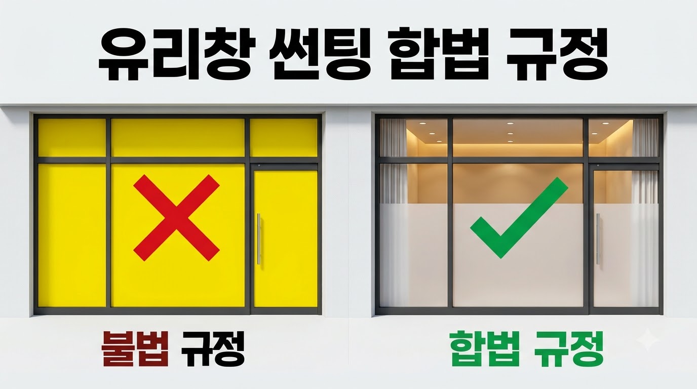 2층 이상 고층 매장을 위한 유리창 썬팅(실사 출입문 시트지) 허가 규정 및 마케팅 팁