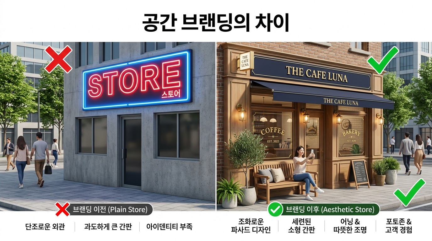 매장 전면 입구(익스테리어)가 예뻐야 SNS 인증샷 명소가 되는 공간 브랜딩 원리